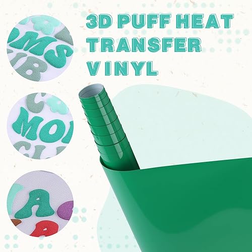 Miniatura 3 de Tintnut Vinilo de transferencia de calor 3D - Rollo de 10 pulgadas x 6 pies Puff de mar HTV Vinilo de transferencia de calor espumante Vinilo de