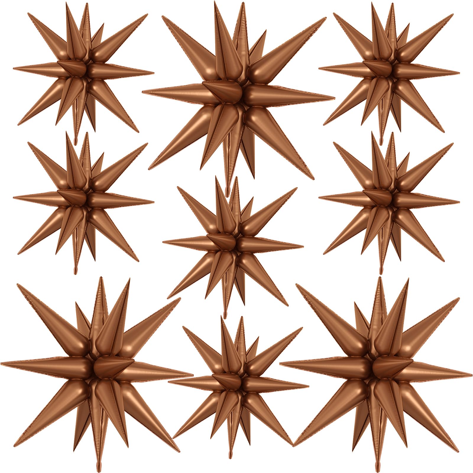 9Pcs Brown Star Balloons, Large Explosion Star Foil Balloons, Neutral Tan Mylar Spike Balloon for Birthday Baby Shower Boho Wedding Anniversary Graduation Party, 3 Pcs 27Inch & 6 Pcs 22Inch โ image 1