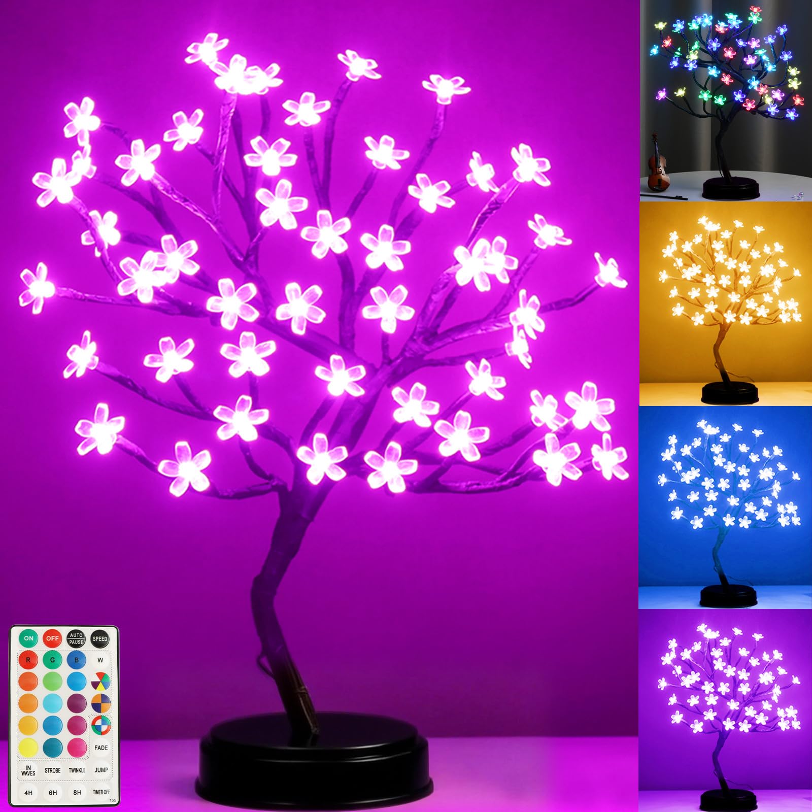 Amazon.com: Pooqla 18 Inch 48 LED RGB Cherry Blossom Tree Light