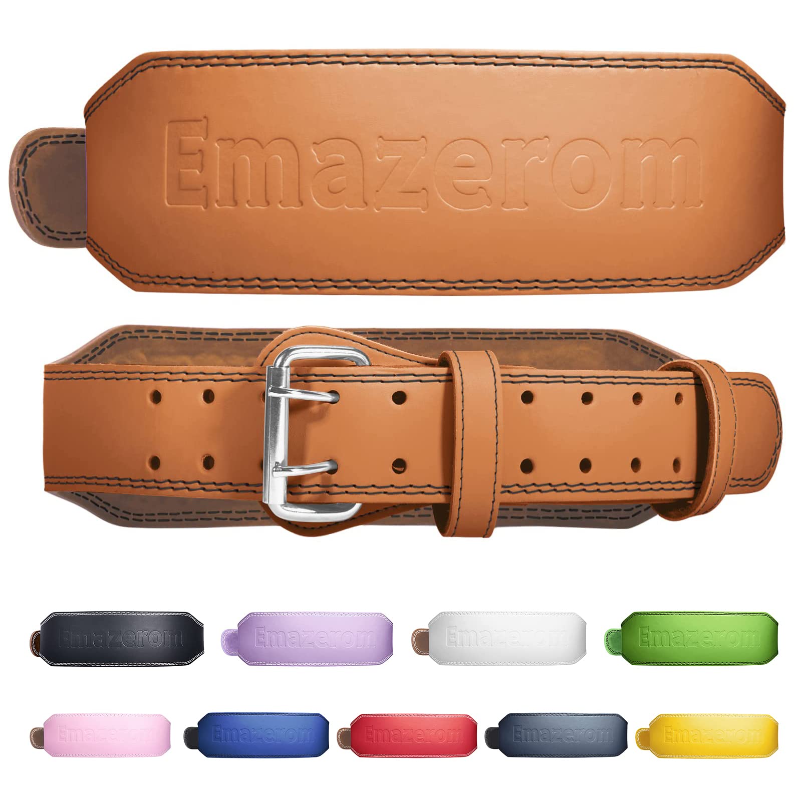 Emazerom Leather Weight Lifting Belt for Men and Women, Gym Belt Fitness Equipment Lumbar Back Support for Squats Exercise, Deadlift, Powerlifting Workout, Strength Training & Cross Training