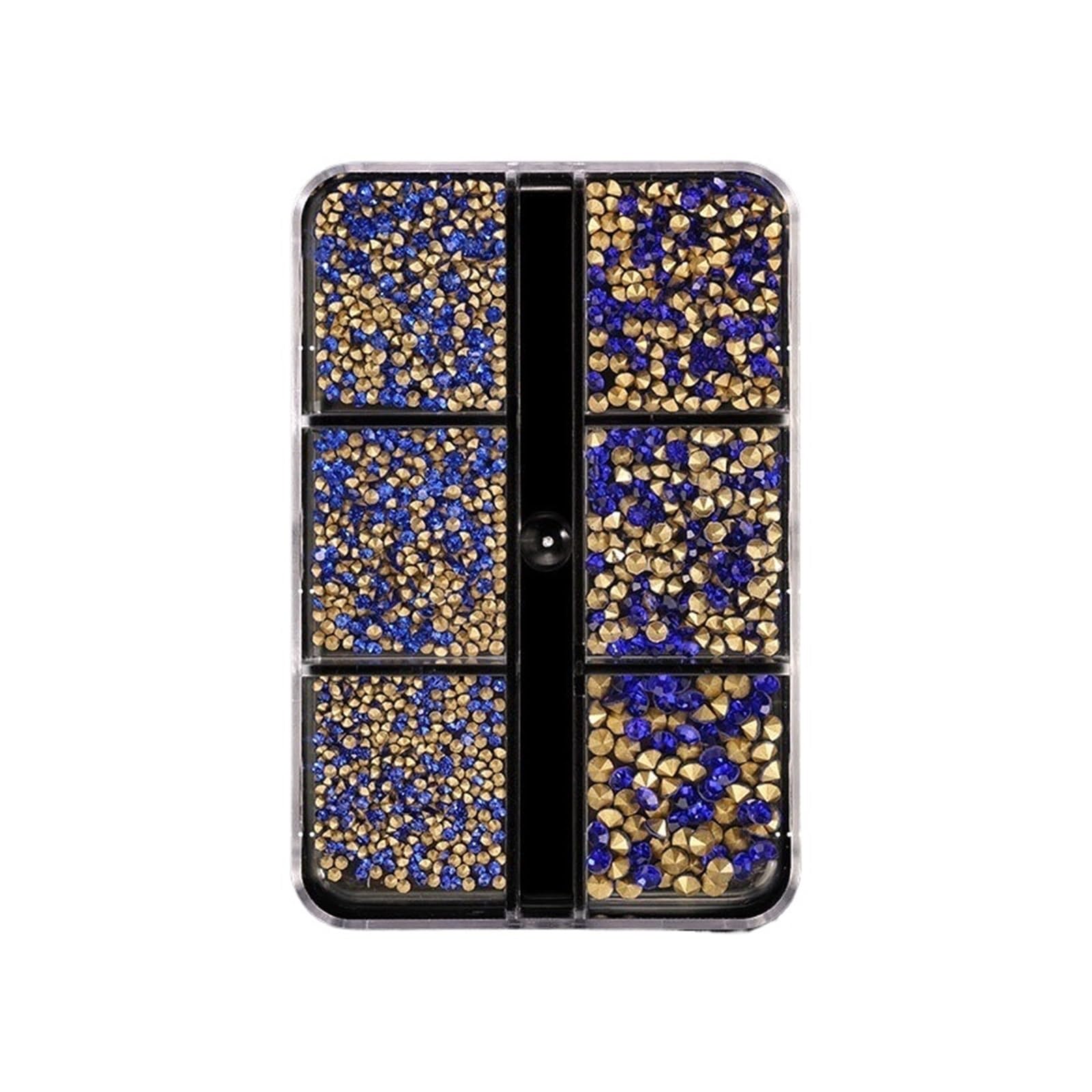 Hotfix Strass 1000 pezzi di strass for nail art in vetro super luminoso, con punta inferiore a, glitter, diamanti, accessori for manicure diverse dimensioni(Sapphire)