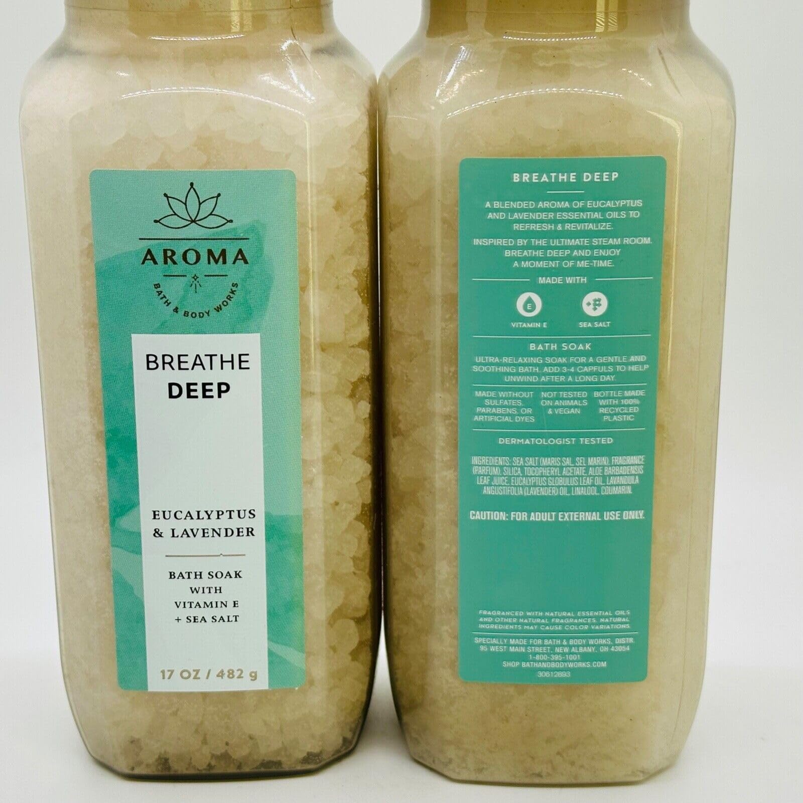 2 Aroma Breath DEEP Eucalyptus & Lavender Luxury Soak Salts Bath Body 17 oz