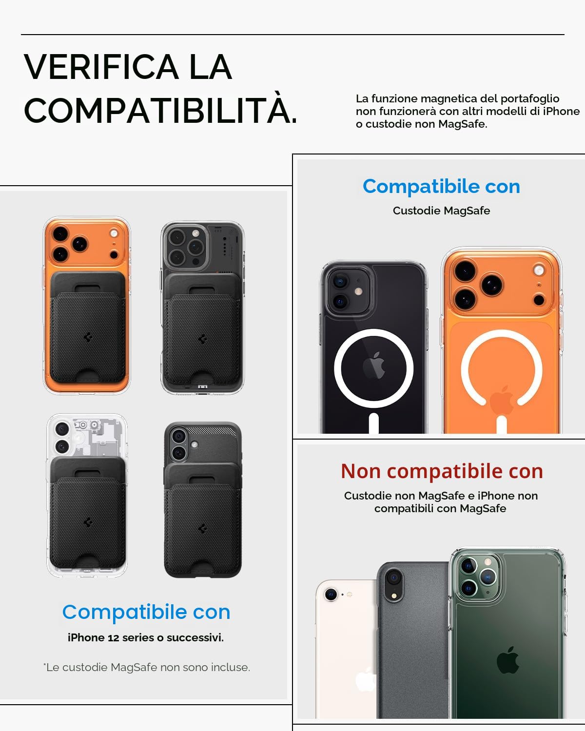 Spigen Slim Fold MagFit Portafoglio MagSafe, Supporto Regolabile, Porta Carte Magnetico, Wallet 1 Scomparti per iPhone 17 17e 16 15 14 13 12 Pro Max & Cover MagSafe e Pixelsnap