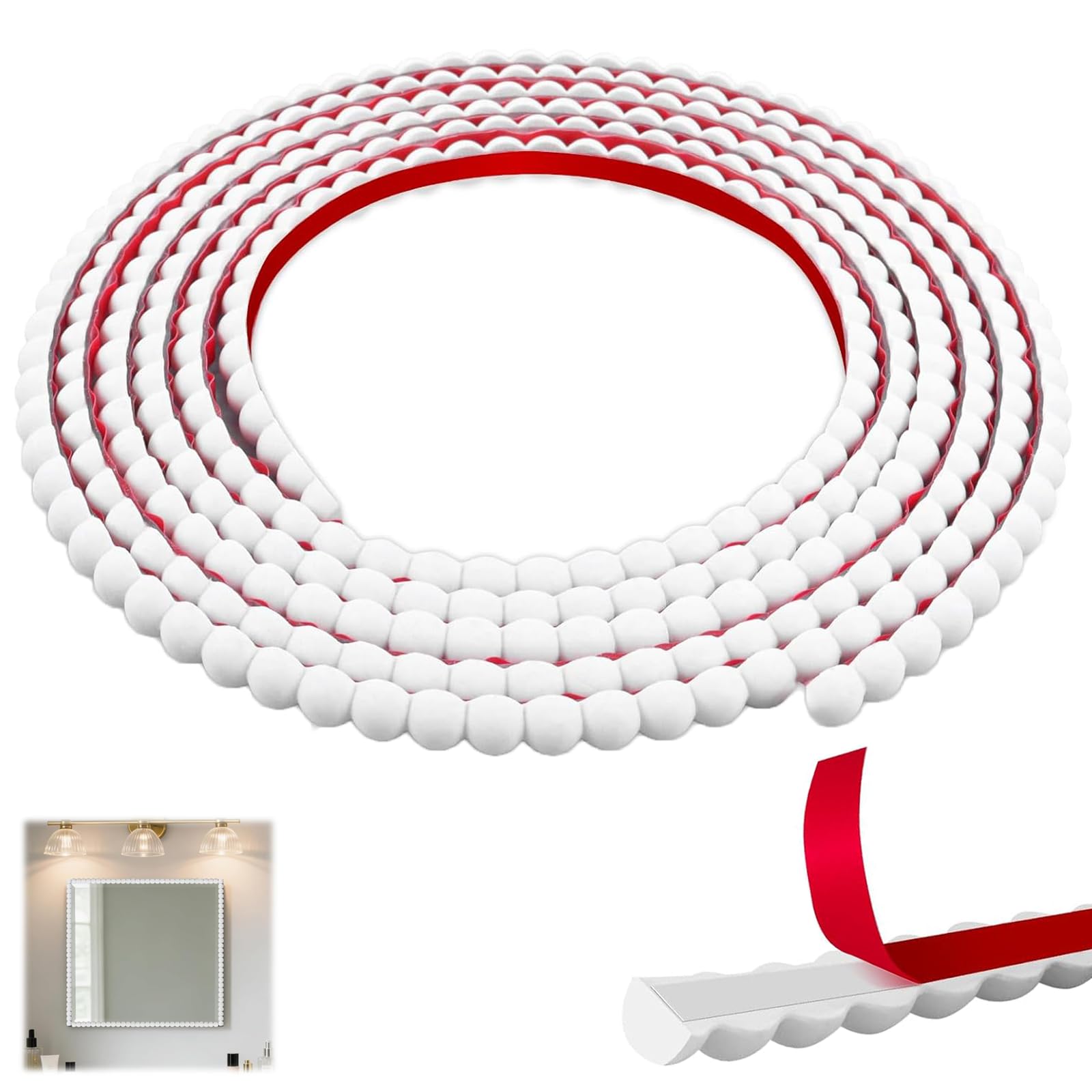 Wood Beading Trim, Bobbin Trim Moulding for Wall Panelling, Decorative Beaded Trim, 15 mm x 7.5 mm x 3 Metres Length