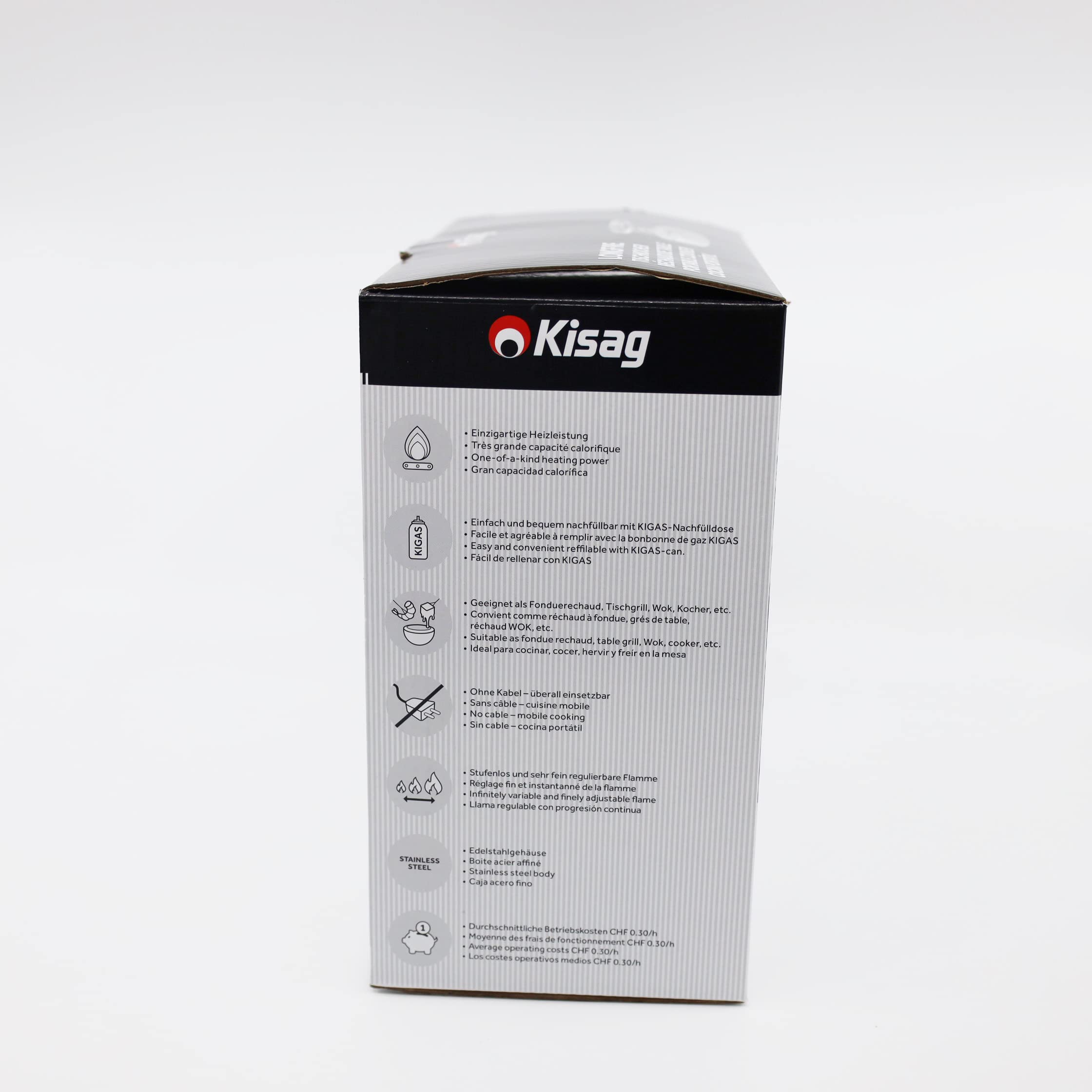 Kisag Rechaud LongFire Acero inoxidable - Estufa portátil de gas