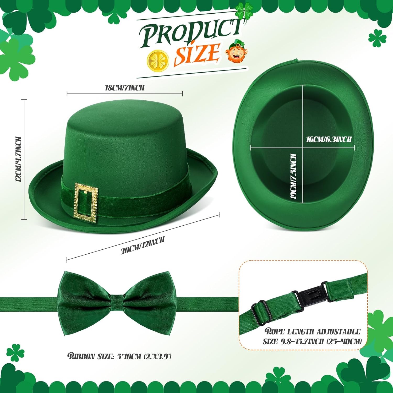Geyoga Boys St Patrick's Day Outfit Kids Leprechaun Costumes Gothic Vintage Steampunk Tailcoat with Leprechaun Hat Bow Tie
