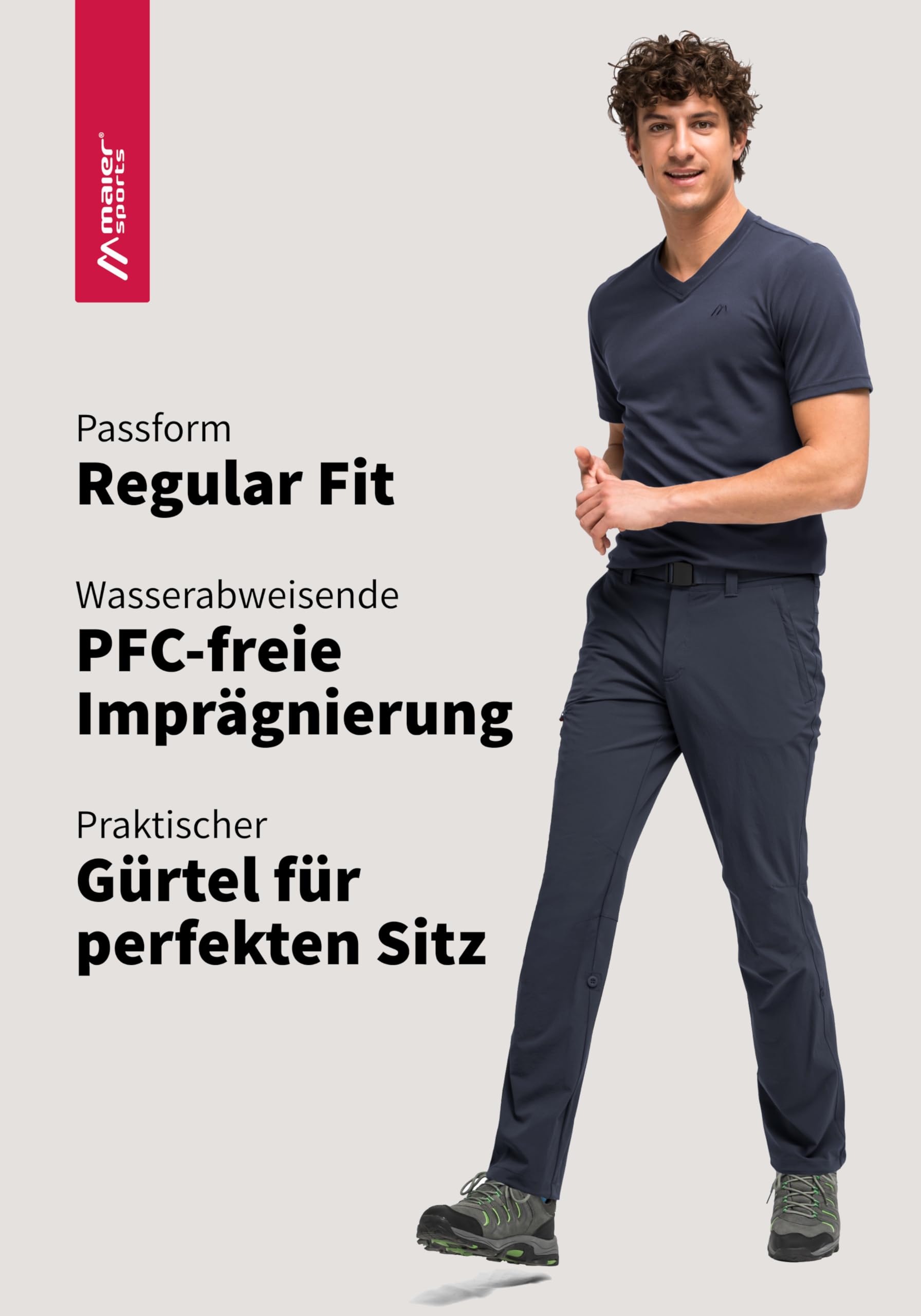 maier sports Nil, Pantalones de Senderismo para Hombre, Pantalones Outdoor repelentes al Agua para Trekking y Senderismo, Sin PFC, MSTRETCH Pro 4 & Dryprotec, Función Enrollable