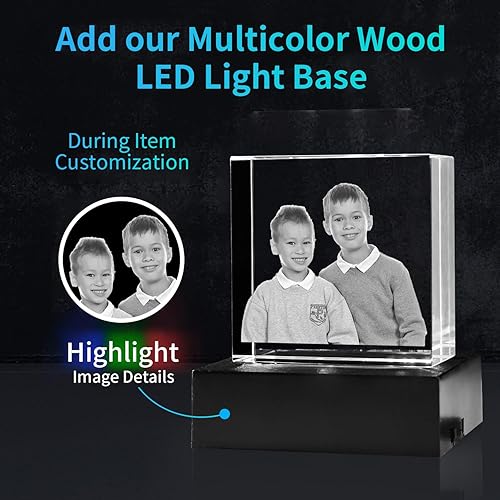 Miniatura 3 de Marco de cristal grabado con fotos cuadradas 3D, regalos personalizados en 3D para tus seres queridos, regalos únicos para bodas, compromisos,