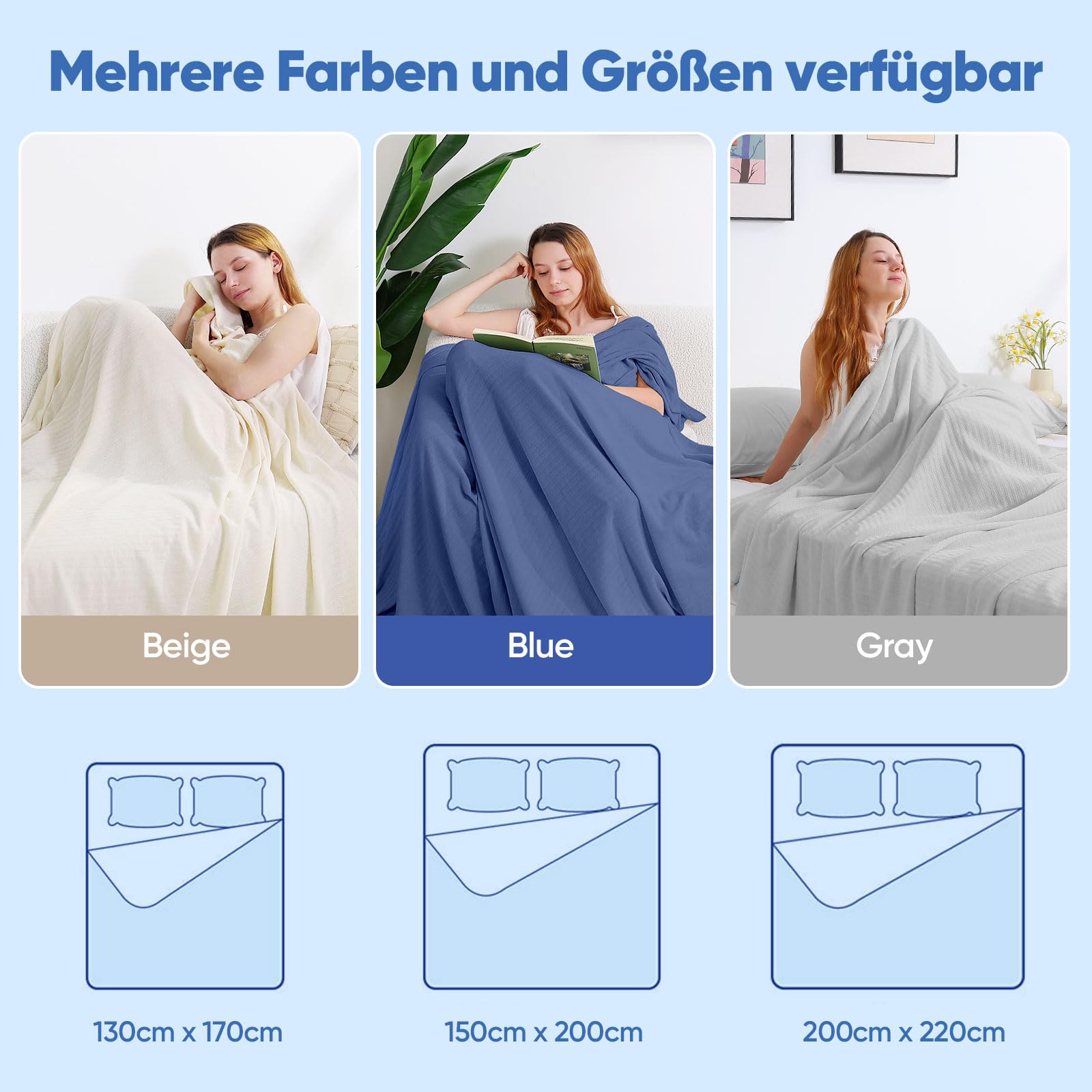 Marchpower Chenille Kühldecke 200 x 220cm, 2in1 doppelseitige Sommerdecke, Q-Max>0,5 mit Arc-Chill 3.0 Kühlfasern, mit Sofortiger Kühleffekt, Atmungsaktiv & Leicht für Sofa, Bett und Reise-Grau