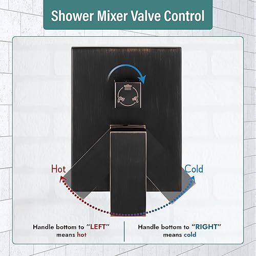 Miniatura 5 de Juego de sistema de ducha con válvula de equilibrio de presión, juego de grifo de ducha de 3 funciones, cabezal de ducha cuadrado de 10 pulgadas con