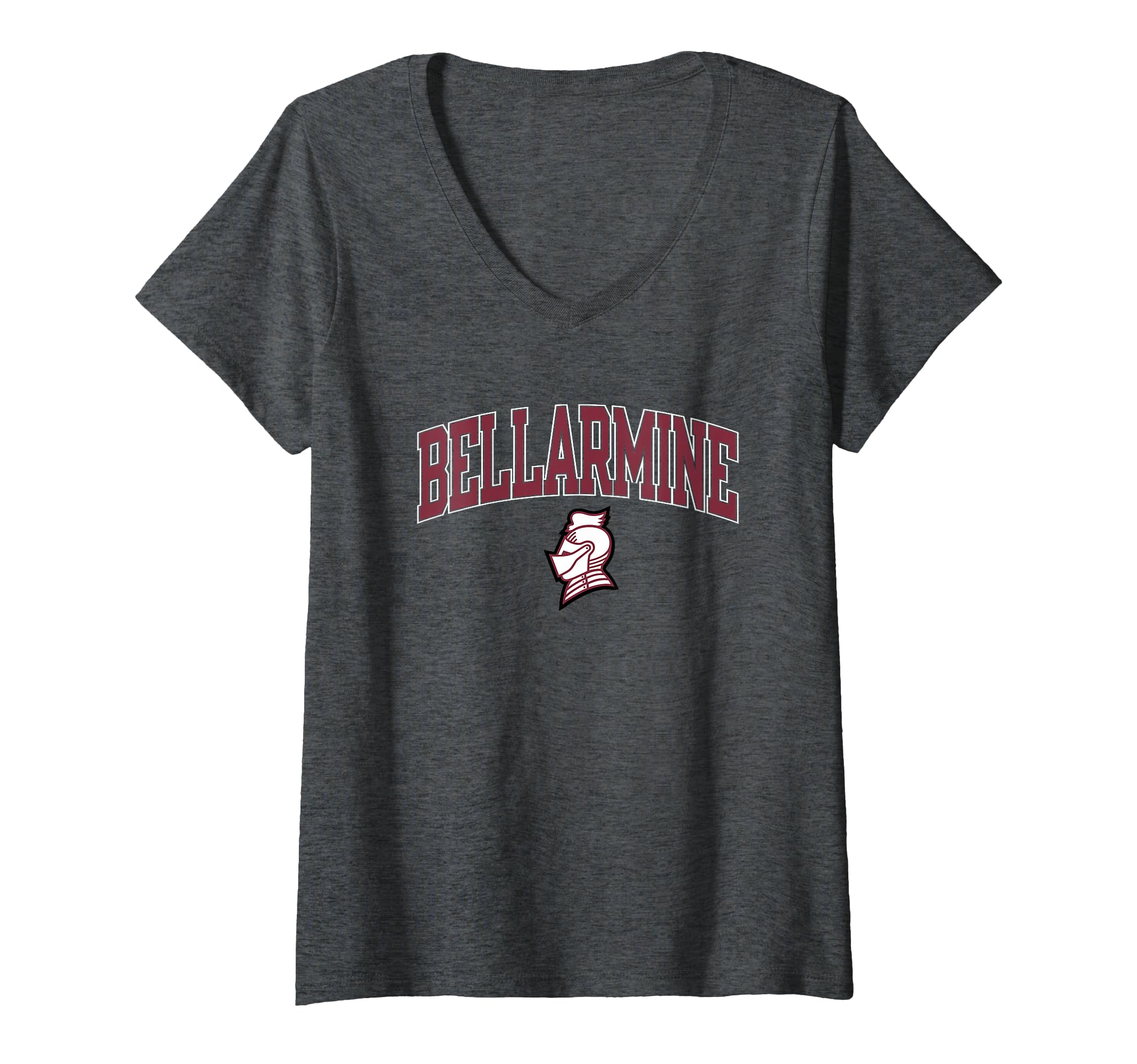 Womens Bellarmine Knights Arch Dark Heather Officially Licensed V-Neck T-Shirt