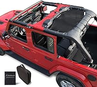 Vista 24 de Shadeidea - Parasol para Jeep Wrangler JL Unlimited (2018-2023) de 2 puertas y 4 puertas frontales, pantalla de malla negra para parasol JLU SAHARA