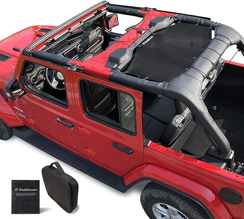 Miniatura 24 de Shadeidea - Parasol para Jeep Wrangler JL Unlimited (2018-2023) de 2 puertas y 4 puertas frontales, pantalla de malla negra para parasol JLU SAHARA