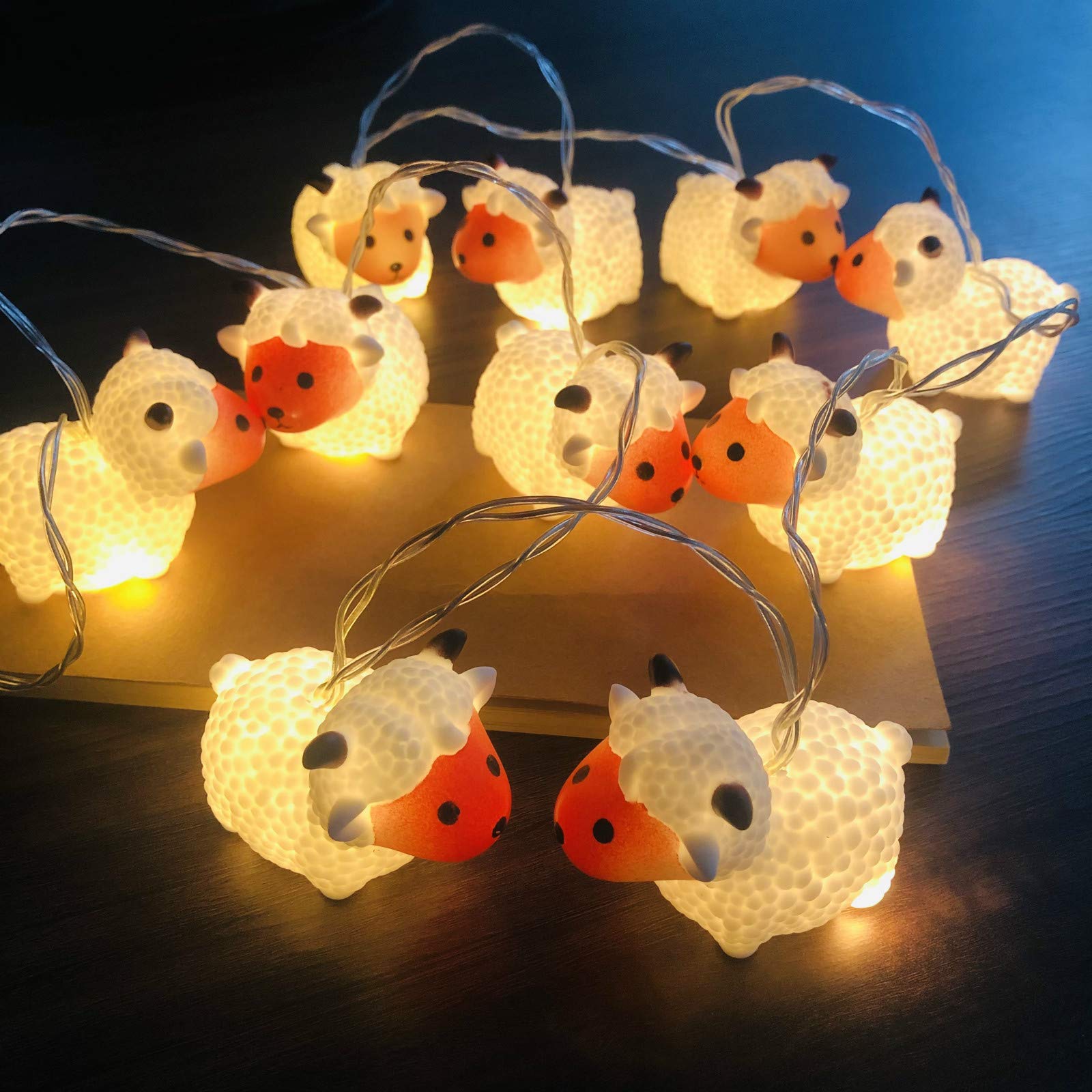 Riaxuebiy 3M 20 LED Animal Theme Sheep String Light Easter Decortive Sheep Light Battery Powered Hanging Sheep Fairy Lights Night Light for Spring, Garden, Patio, Easter Decor (Sheep)