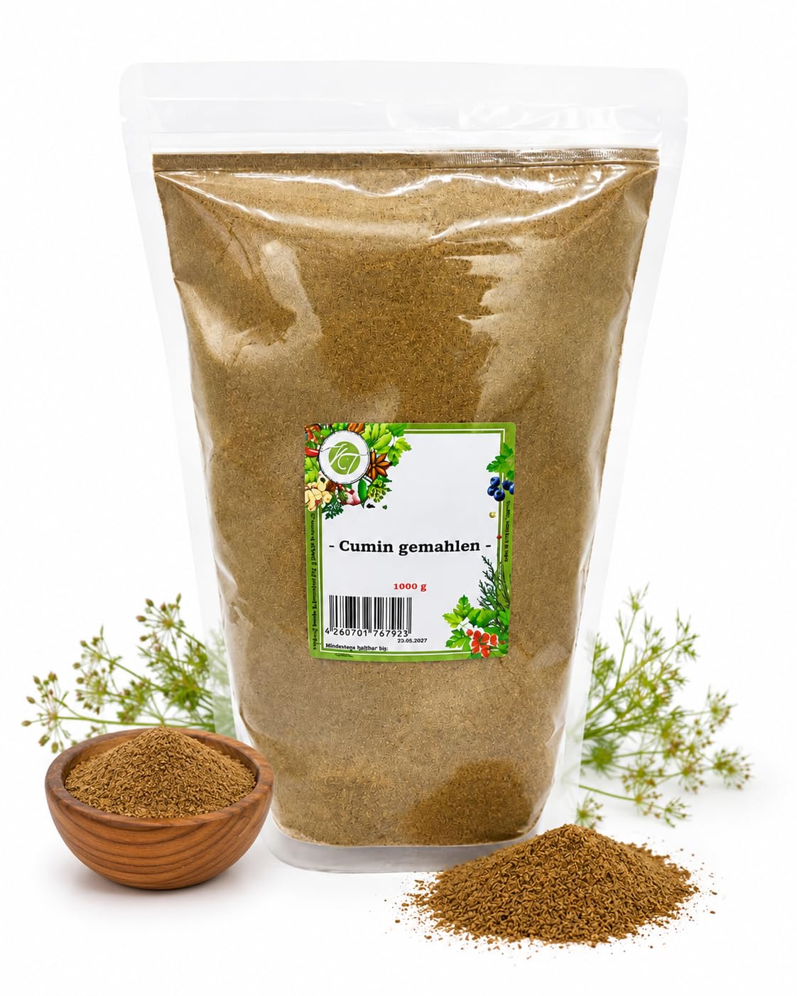K T 1000 g / 1 Kg Cumin gemahlen Kreuzkümmel gemahlen Cuminpulver - 1A Qualität
