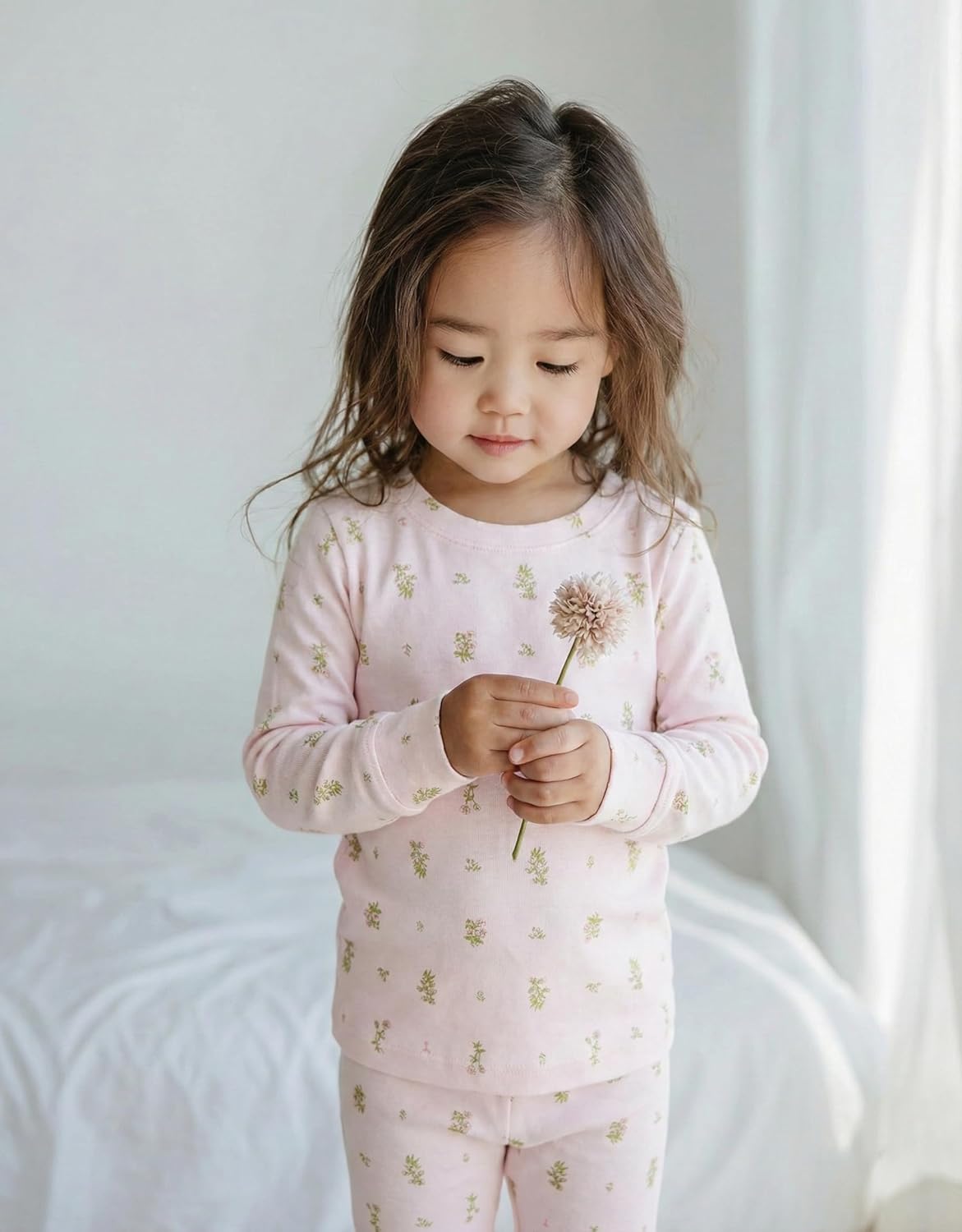 moimoln 6M-8Y Baby & Toddler Girl Floral Pajamas Soft Modal Cotton Breathable Snug-Fit Long Sleeve Sleepwear Set - Image 2