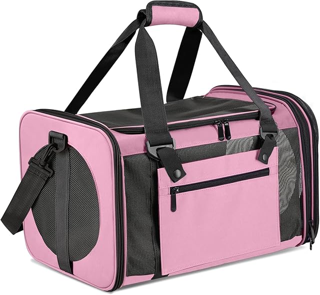 Vailge Cat Carrier Dog Carrier Airline Approved Pet Carriers for Small Medium Cats Dogs Puppies Bunny of 15lbs, Small Dog Soft Sided Carrier Collapsible Puppy Carrier (Pink)