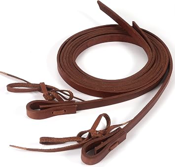 Jeereal Extra Heavy Harness Split Reins, Heavy Oil Weighted,Broken in,Supple Leather Reins, 5/8" x 7