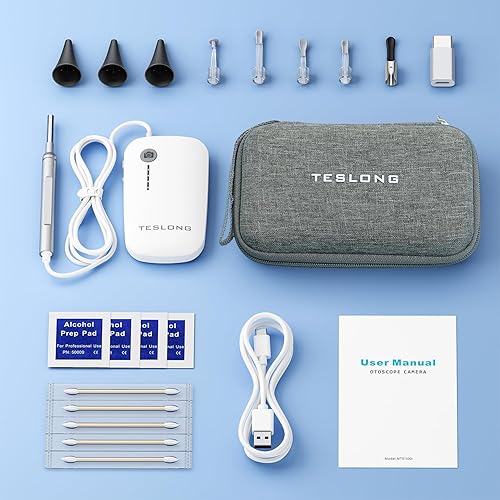 Miniatura 8 de Teslong Teslong - Otoscopio digital con removedor de cera de oído, cámara de oído con herramientas de eliminación de cera de oído, otoscopio de