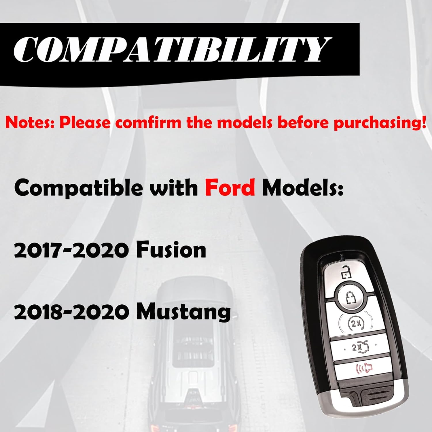 MechanMagic Key Fob Replacement Compatible for Ford 2017-2022 Mustang 2018-2022 Fusion Push Start 5 Button Keyless Entry Remote Start Control 164-R8149 M3N-A2C93142600
