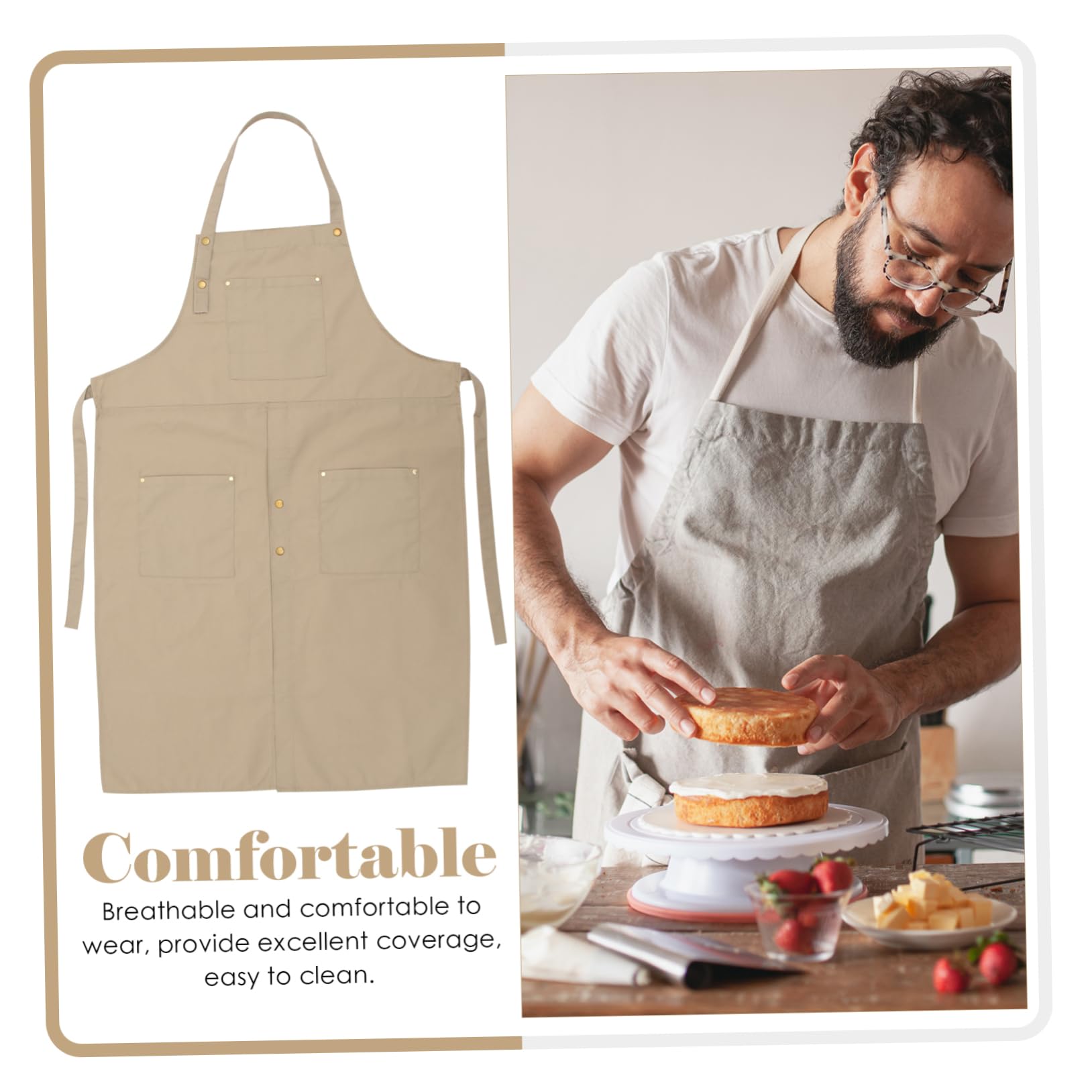 Tablier D'artiste en Toile Kaki avec Poches pour Poterie