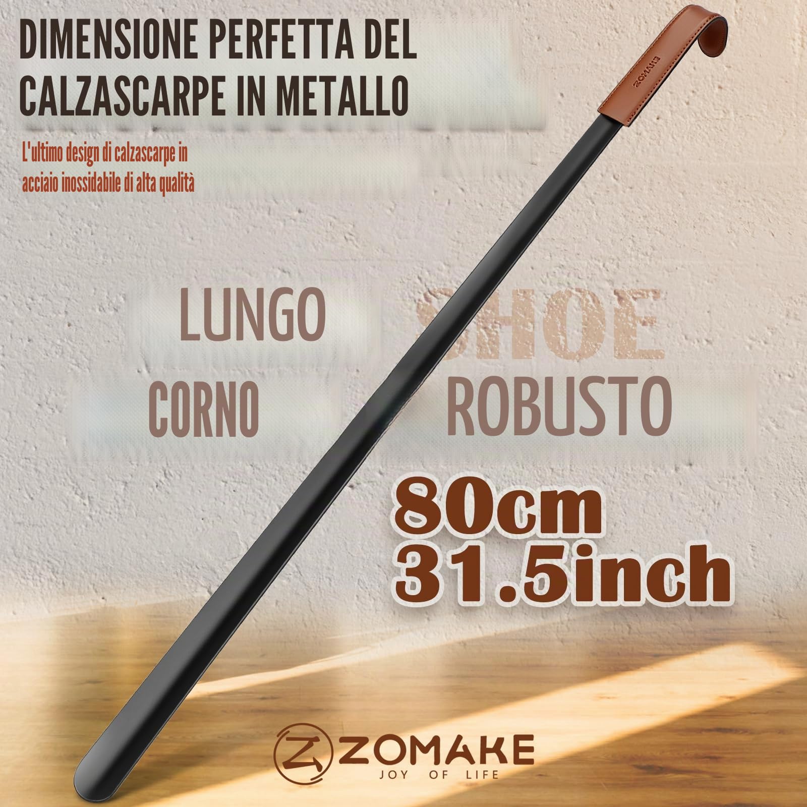 ZOMAKE Calzascarpe Lungo, Calza Scarpe Metallo Extra Lungo | Calzante per Scarpe, Shoe Horn Corto per Uomini Donne Anziani