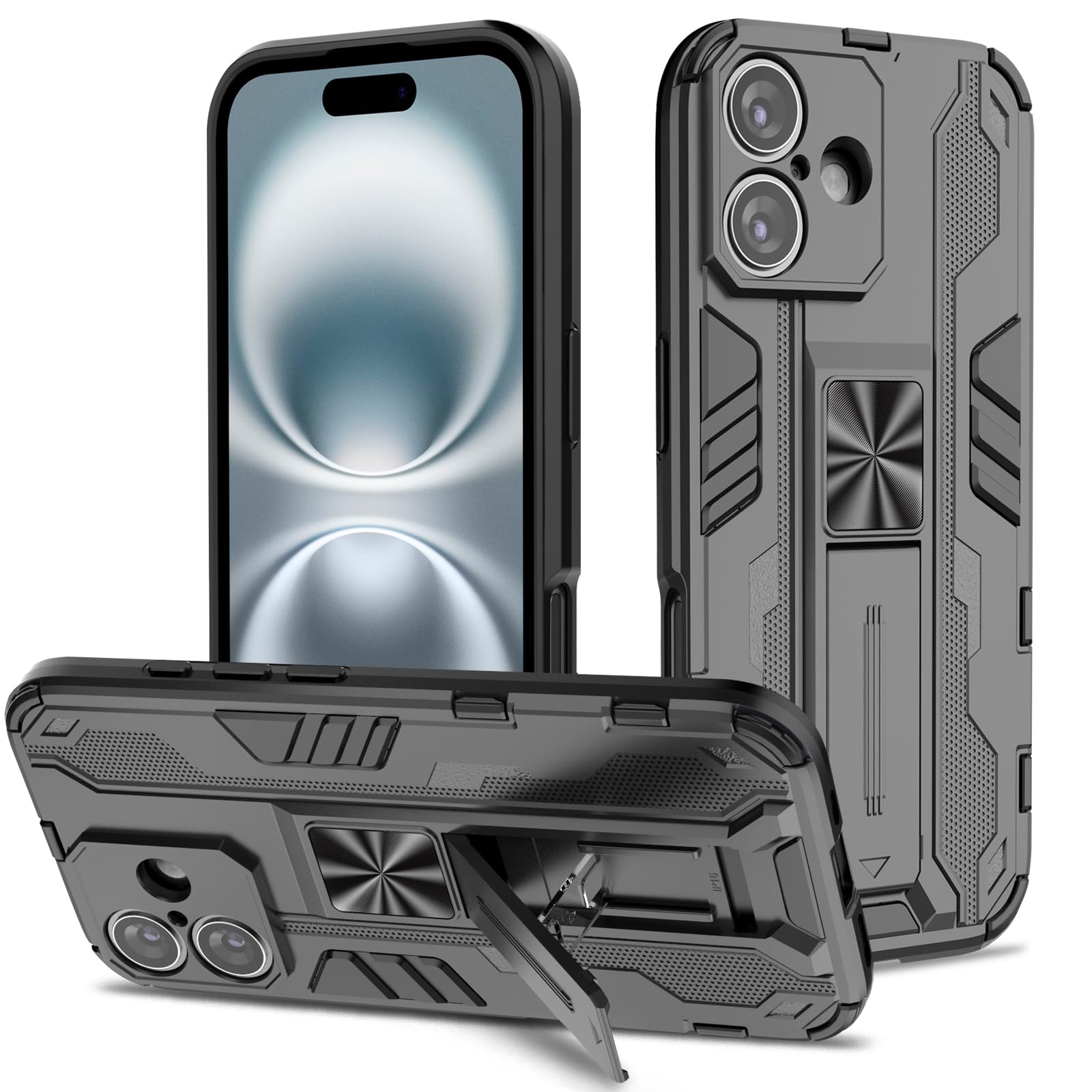 Funda para Samsung Galaxy A13 4G con Cristal Templado Protector Pantalla, Carcasa Antigolpes con Soporte anular metálico, Case Protectora de Grado Militar, Negro — view 279