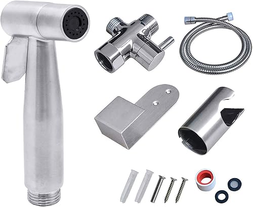 Miniatura 10 de Moderno juego de pulverizador de bidé de mano de acero inoxidable, alternativa de papel higiénico fácil de instalar, con válvula de control de flujo
