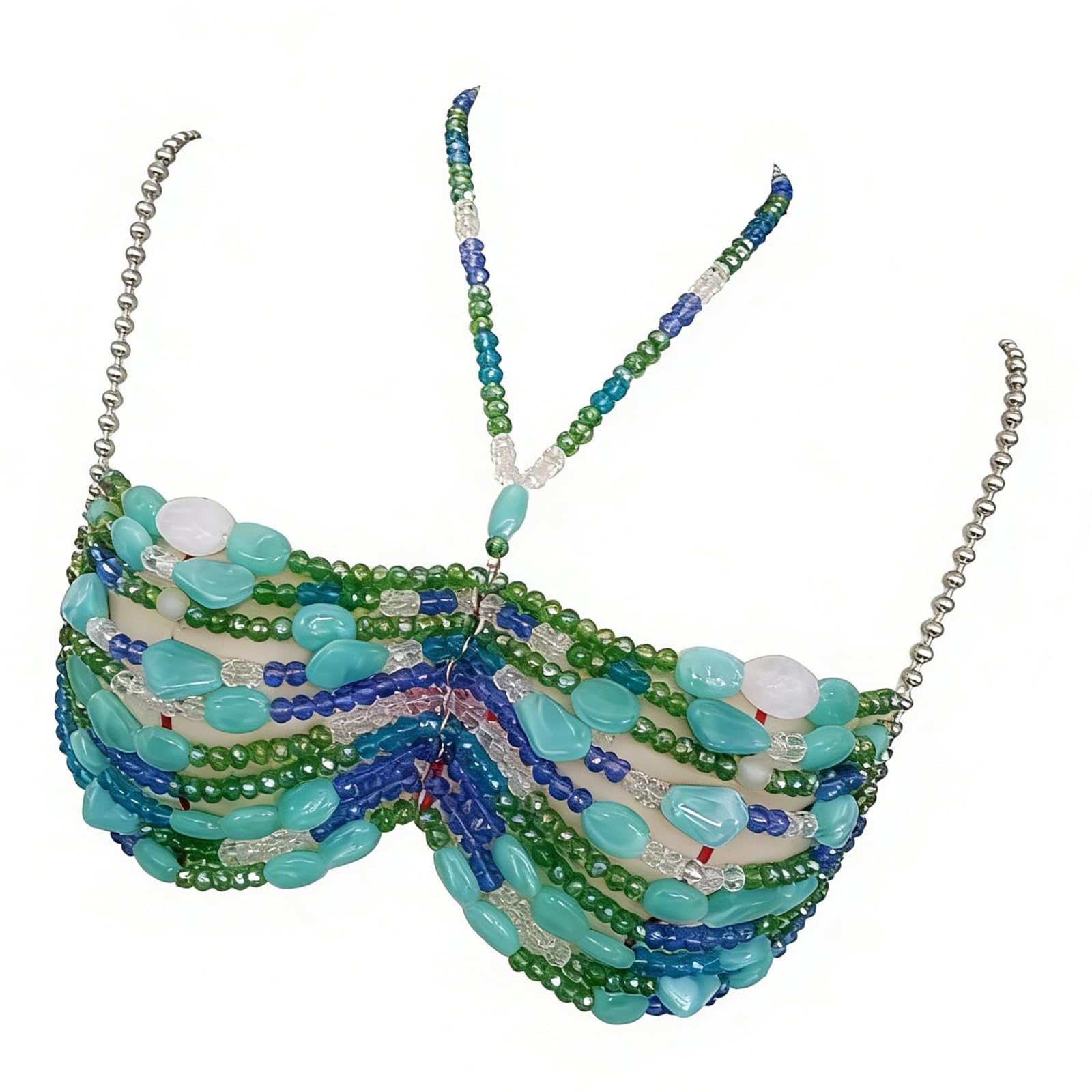Joyería corporal de moda azul y verde para salidas nocturnas, vacaciones, cadena de pecho de moda