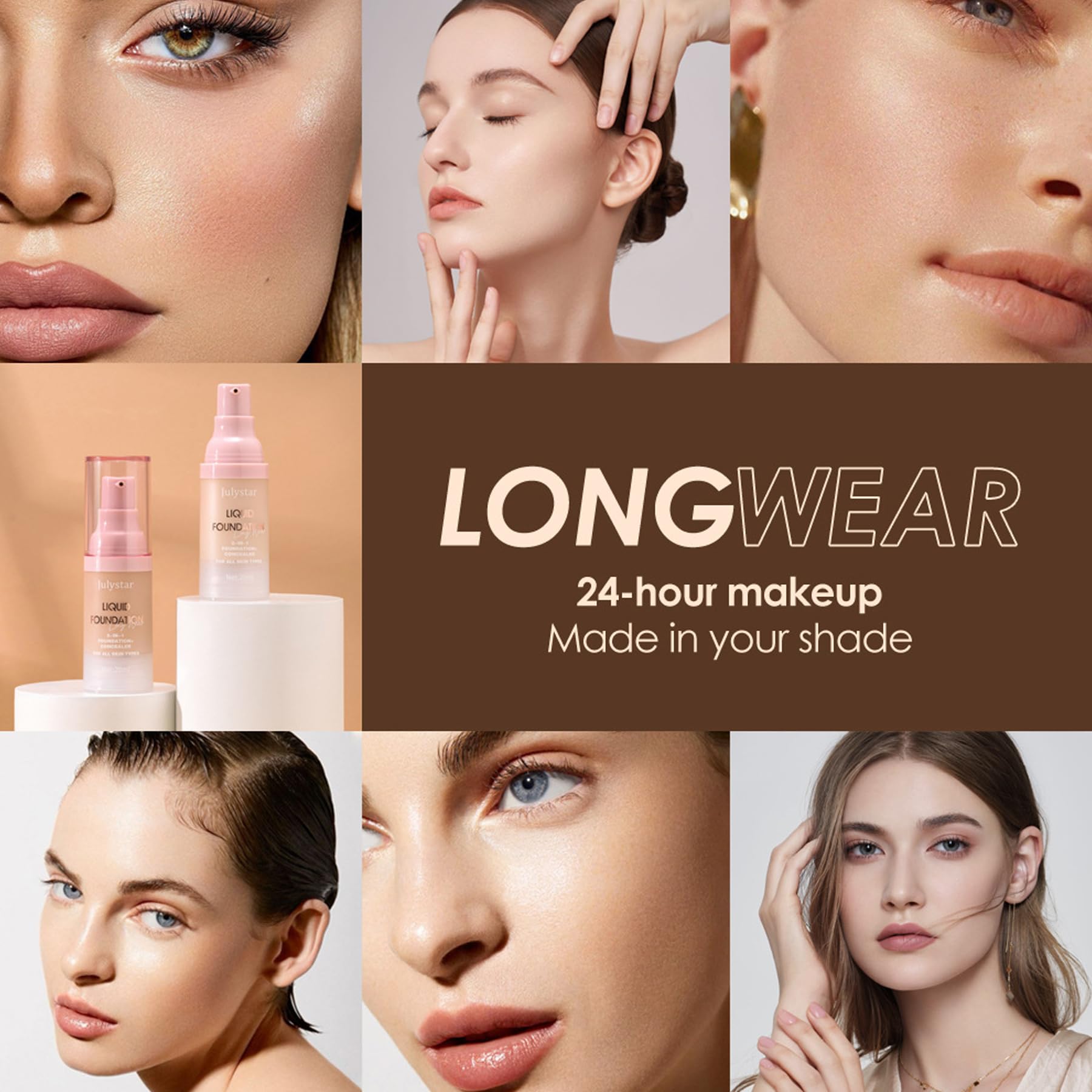 Matte Liquid Foundation, Long-lasting Waterproof 24H Full Coverage Makeup, Hydrating & Lightweight, Conceals Imperfections - Image 4