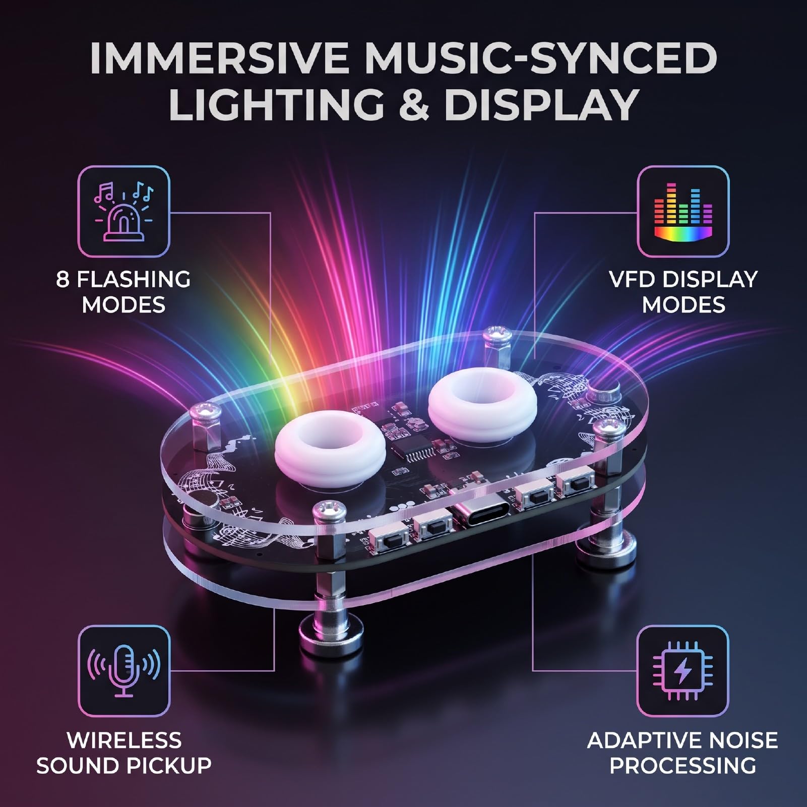 Sxhlseller Luce Musicale RGB, Lampada a Spettro, 26 Chip LED a Colori,