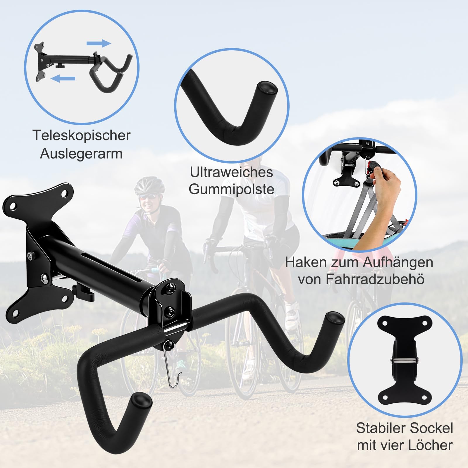 CYFIE Fahrrad Wandhalterung 25kg Tragfähigkeit, für Garage Keller Wohnung
