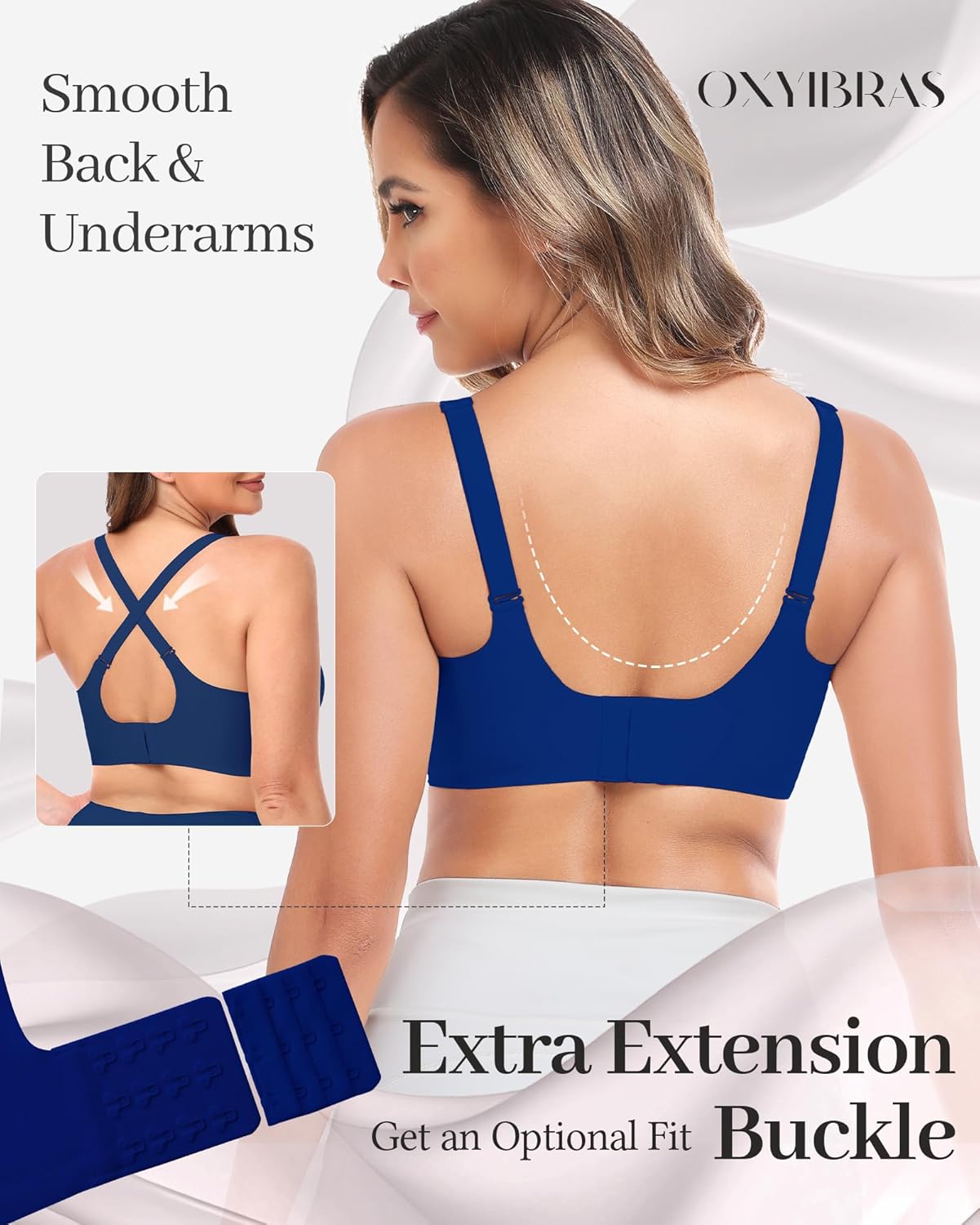 Smooth V Jelly Bras for Women No Underwire Seamless Plunge Bralettes T Shirt Sleep Everyday Bra with Bra Extender - Image 4