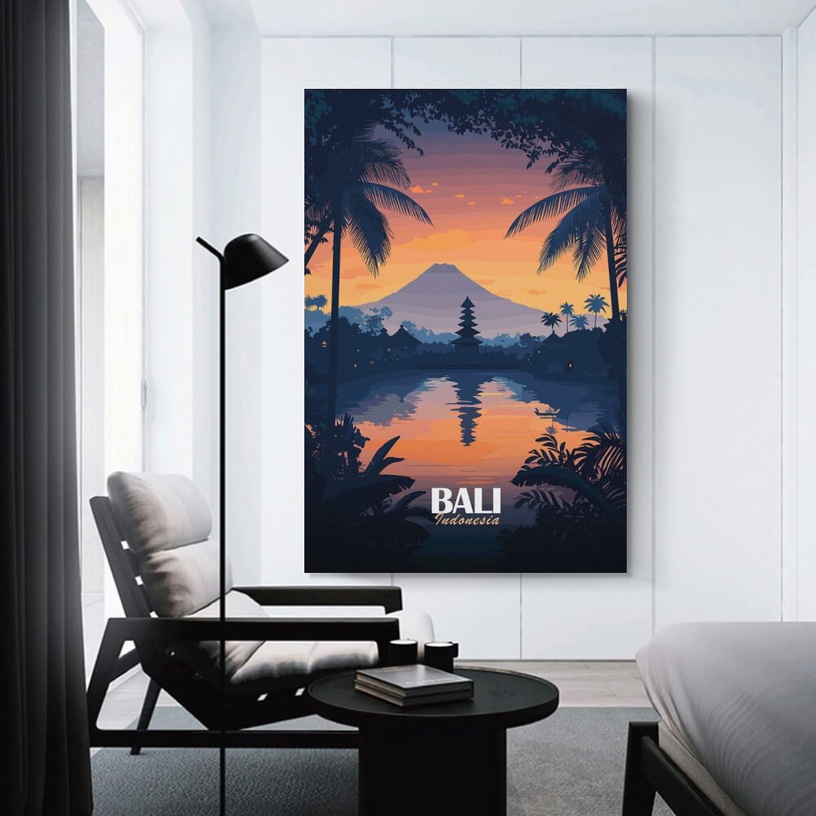 Junmoney Wall Picture Print Bali Indonesia Sunset Landscape, 20x30inch(50x75cm), for Lounge, Bedroom Or Personal Spaces, Canvas Artwork with Gifting Potential