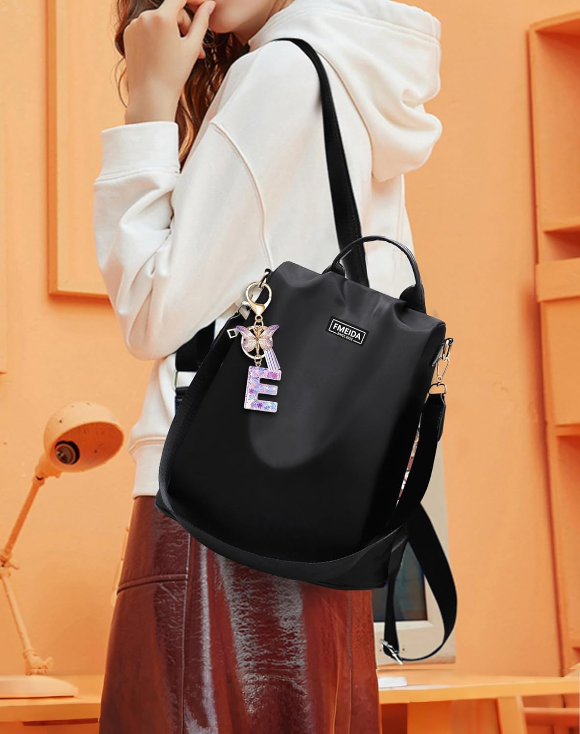 Fmeida Initial Letter Keychains for Women Cute Purple Keychain with Tassel& Butterfly - Image 7