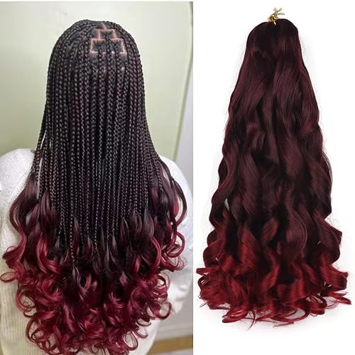 Cabello rizado francés para trenzar de 18 pulgadas, 8 paquetes de cabello rizado preestirado para trenzas de caja, rizos franceses, trenzas de