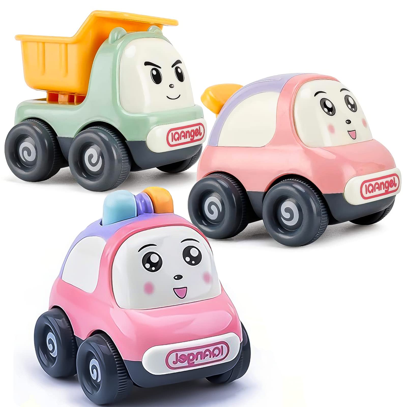 3 Packs Car Toy Set , Friction Powered Mini Push and Go Car Truck Playset, Construction Vehicles for Boys Girls Toddler Aged 3 4 5 Year Old Gifts for Kids Birthday Christmas