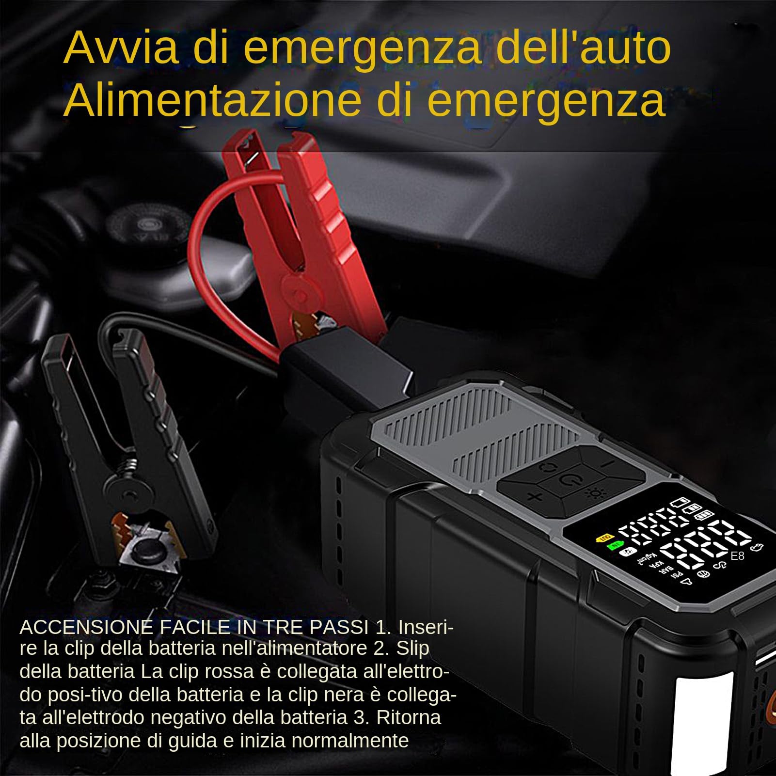 Generico Avviatore di Emergenza per Auto 4000A con Cavi | Starter di Emergenza per Batterie Auto Scariche Per Professionisti, Autisti, Guida Quotidiana, Viaggi Lunghi, Strada Urbana