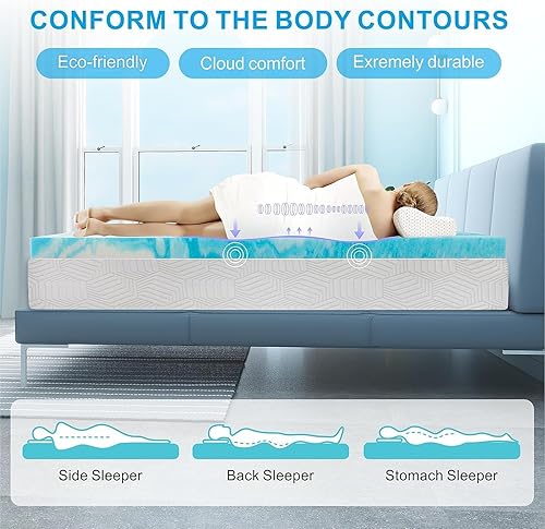 Miniatura 5 de MUUEGM Cubrecolchón Queen de 3 pulgadas, cubrecolchón de espuma viscoelástica con infusión de gel refrescante en una caja, cubrecolchón tamaño Queen