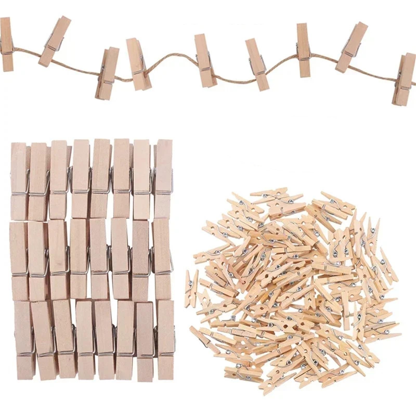 Clothes Pegs 200pcs Mini 25mm Natural Wooden Clips Photo Clips Clothespin DIY Wedding Party Wooden Clip Clips Pegs Dropshipping