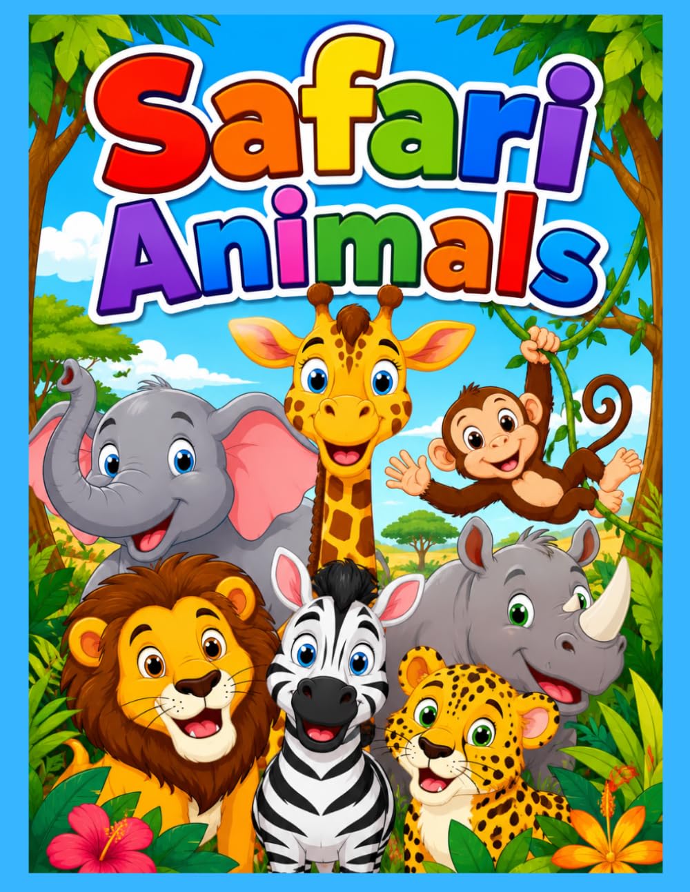 Safari Animals Coloring Book: Fun coloring book for kids and adults. 20+ large 8.5x11 images to color