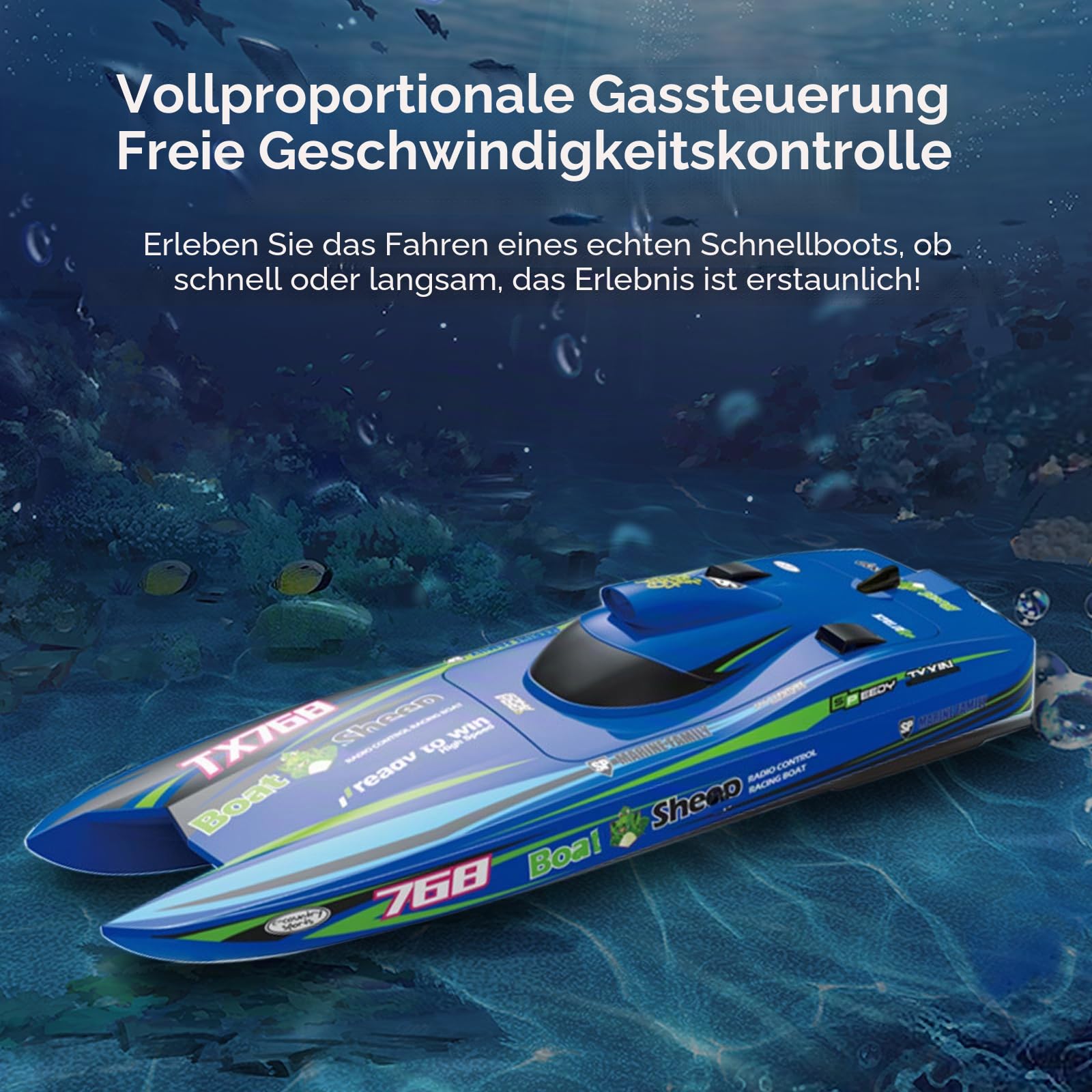 Goolsky Ferngesteuertes Boot, 2,4 GHz, hohe Geschwindigkeit, 30 km/h, bürstenloser Turbojet-Schnellboot, ferngesteuertes Schiff, Kühlung, wasserdicht