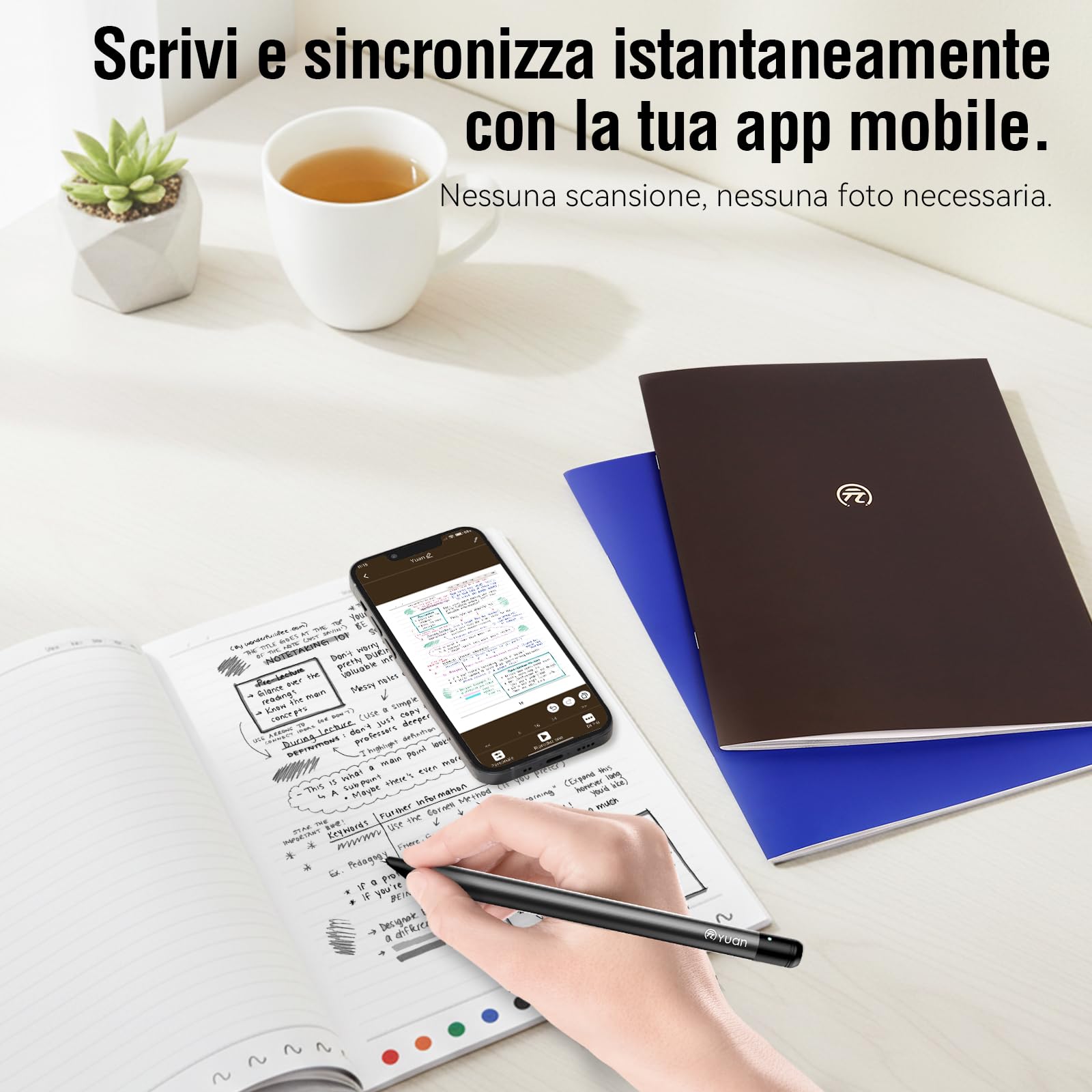 Yuan Smart Writing Set A4 Taccuino Smart, Taccuino Digitale Intelligente | Pagine a Righe Smart Sync Penna per prendere appunti, Sincronizzazione scrittura a mano, Archiviazione offline