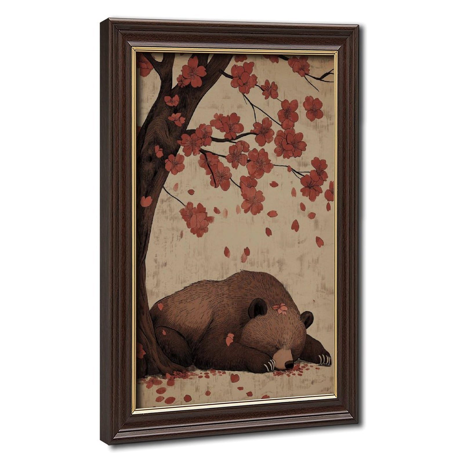 Bareronor Japanese Bear Poster Canvas Poster Bedroom Decor Landscape Office Room Decor Gift 24" L X 36" W