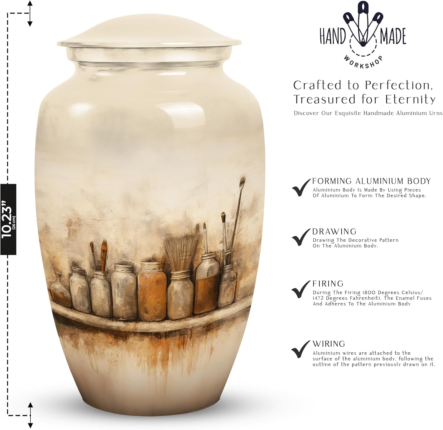 Painter's Life Medium Urns for Human Ashes, Engravable Urns for Human Ashes, Personalized Urns, Cremation Urns Adult, Ashes Box Large 10" Ash Holder