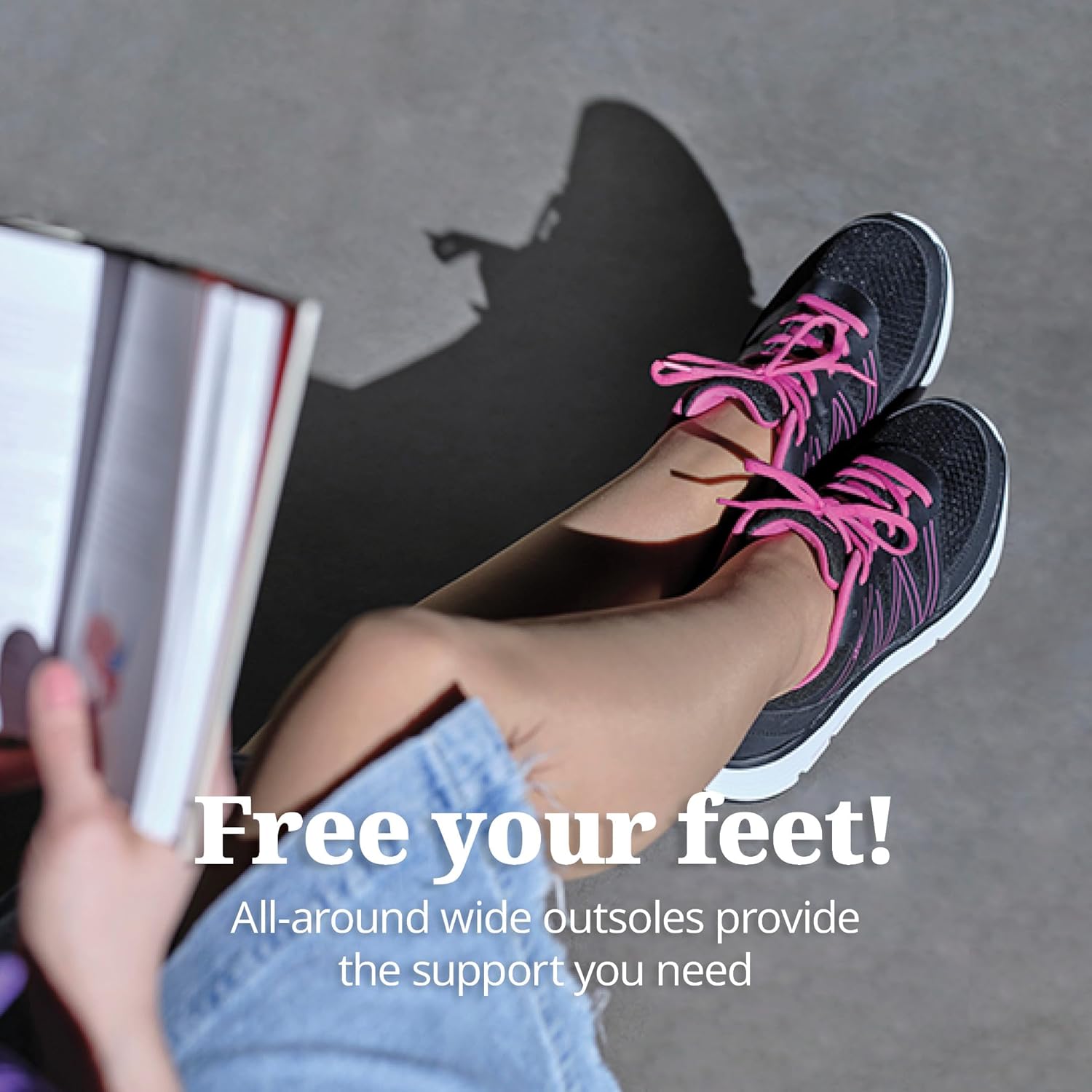 Diawin Wide Shoes for Women – Wide Toe Box, Smooth Interior, Breathable Design, Extra Depth – Perfect for Hallux, Sensitive, Swollen, Diabetic Feet, All-Day Comfort, Lightweight Walking & Foot Support 5.5 X-Wide Midnight Tulip