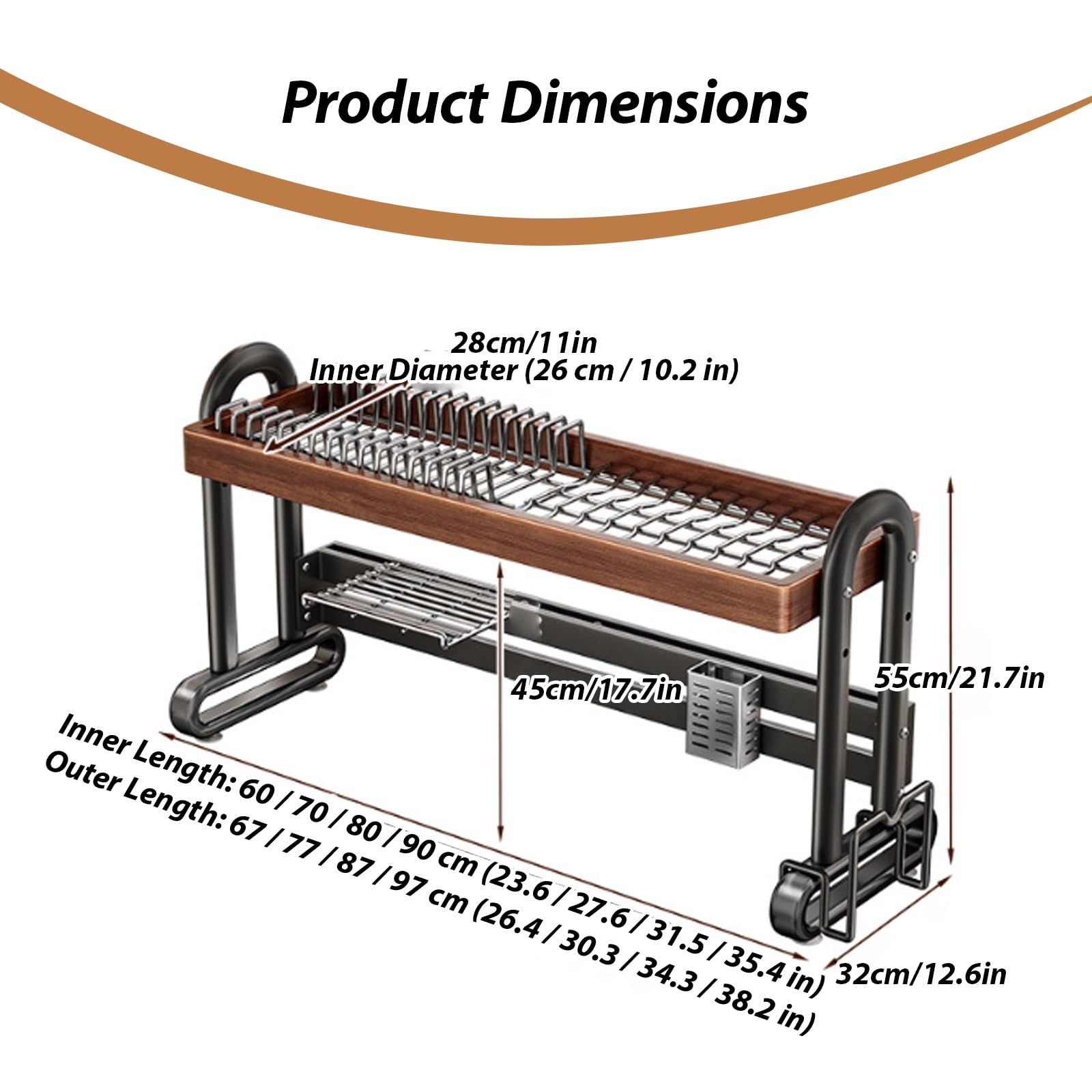 Cesta escurridora Multifuncional para el Fregadero de la Cocina: Cesta escurridora de Acero Inoxidable, Soporte para Cuencos y Platos, así como Soporte para Cuchillos y Tablas de Cortar (Cue