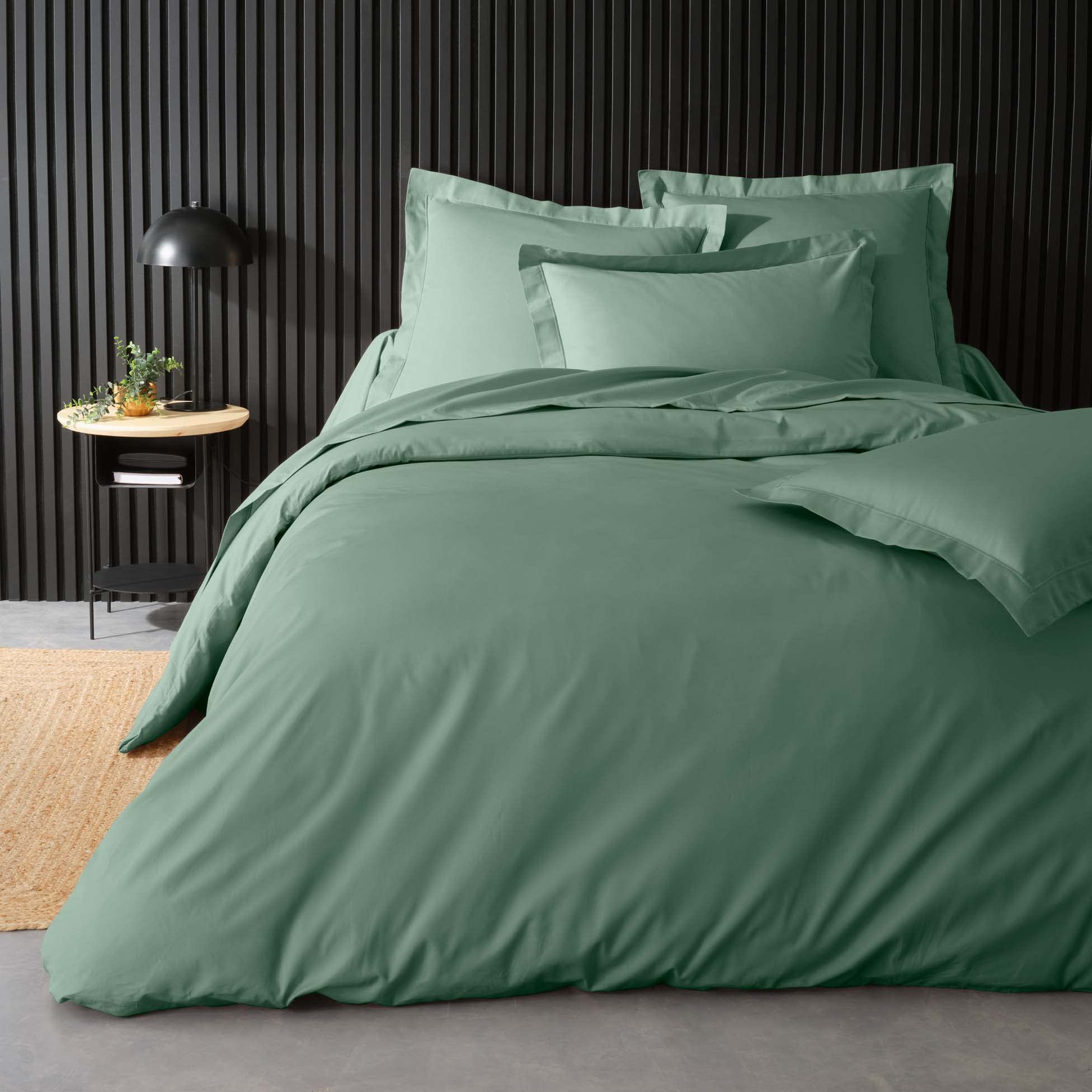 douceur d'intérieur, Percale Cotton Duvet Cover 260 x 240 cm Lime Green, Housse De Couette 260 x 240 cm - Image 3