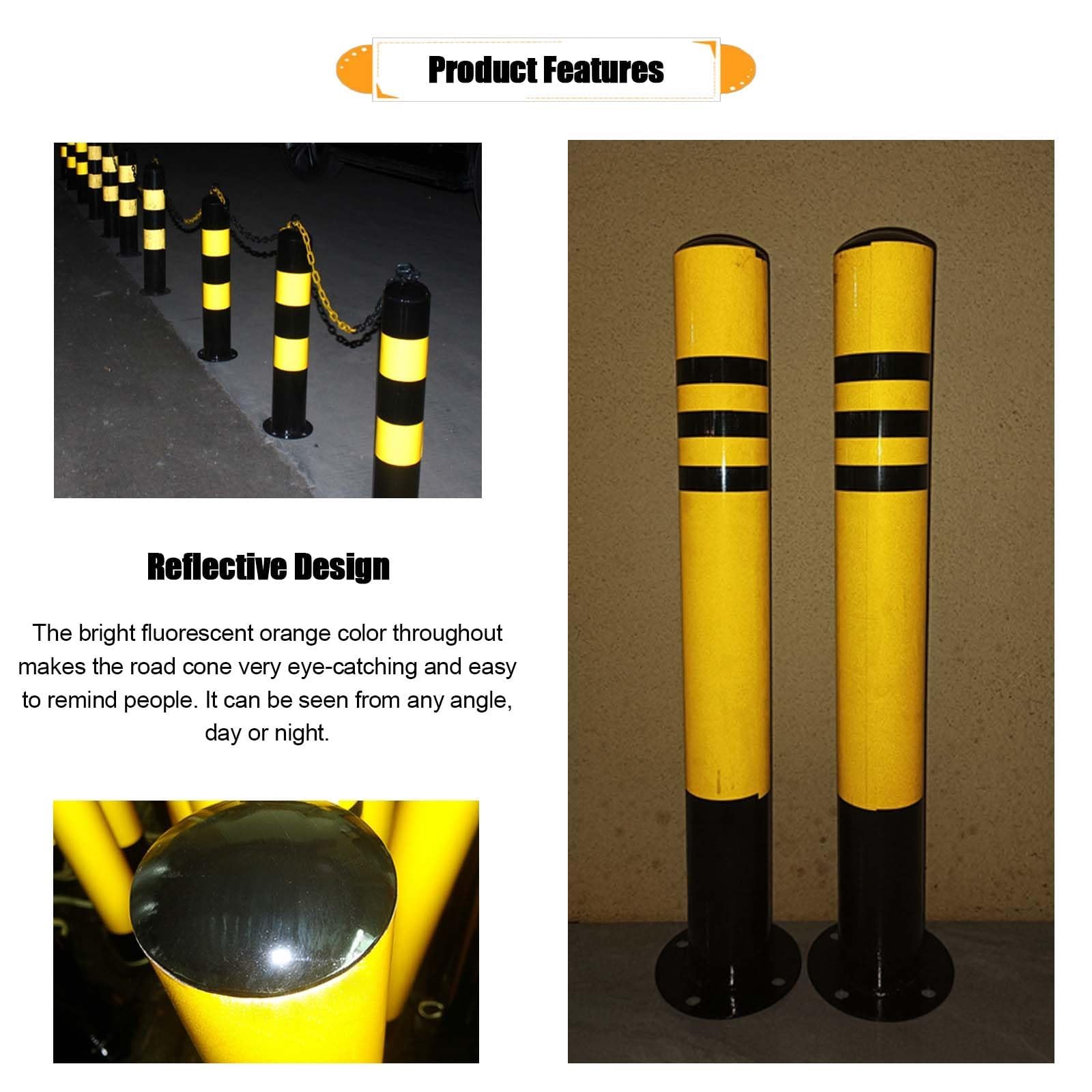 Bolardos de seguridad para estacionamiento, bolardos de barandilla móviles/fijos para control de multitudes/control de carril, bolardos reflectantes para tráfico pesado, 001, paquete de 3