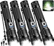 Flashlights Rechargeable LED High Lumens - 4 Pack 90,000LM Super Bright Flashlight, Adjustable Powerful Flash Light with 5 Modes, Waterproof Handheld Flashlight for Home, Camping (4)